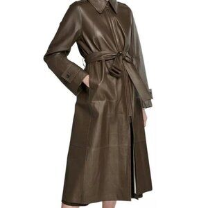 Vince Double Face Lambskin Leather Trench Coat, NWT, Size 4